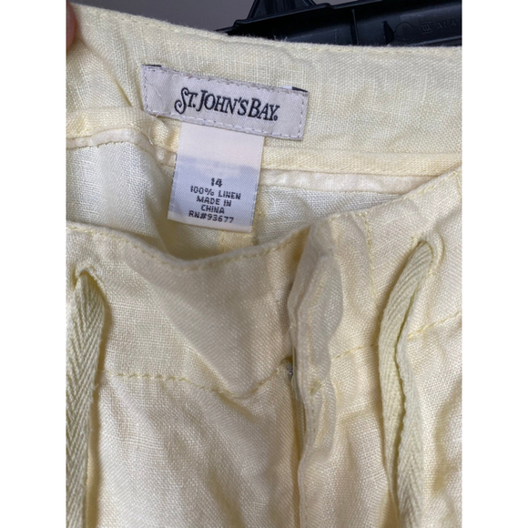 St. John’s Bay Linen Pants Trousers Butter Pale Yellow Drawstring Pockets Beach - Picture 7 of 7